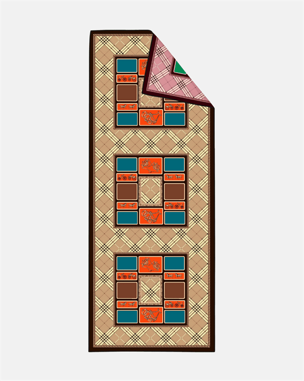 İthal Mocha & Soft Pembe B Desen Twill İpek Şal - görsel 6