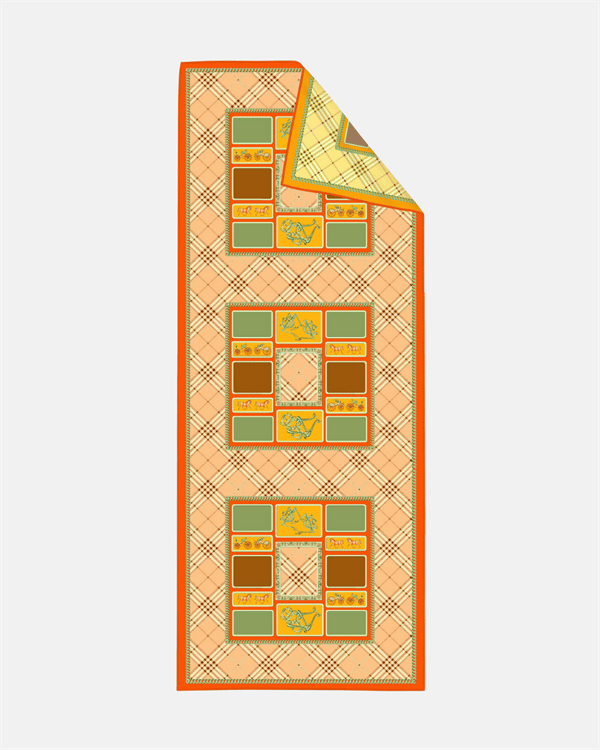 İthal Pastel Turuncu & Pastel Sarı B Desen Twill İpek Şal