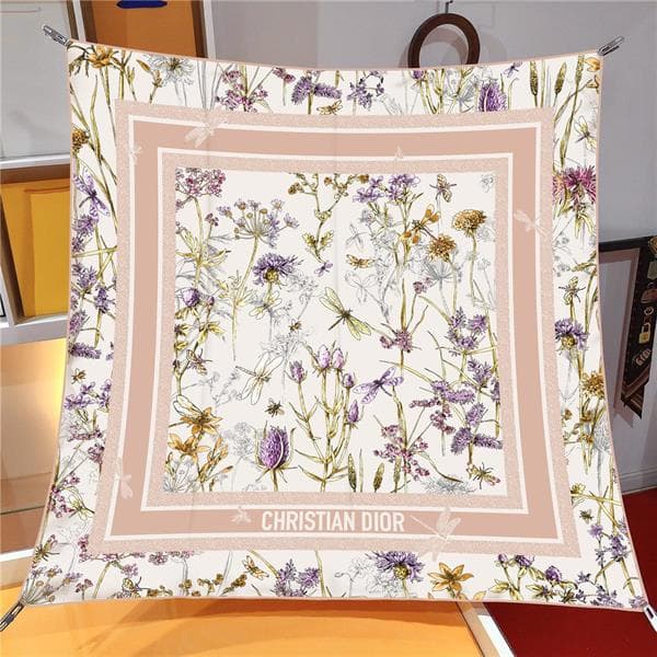 İthal Yavru Ağzı D Flower Desen Twill İpek Eşarp
