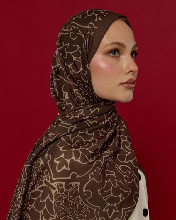 Kakao & Krem Tarçını Harem Rüyası Desen Şal - 35 - görsel 3