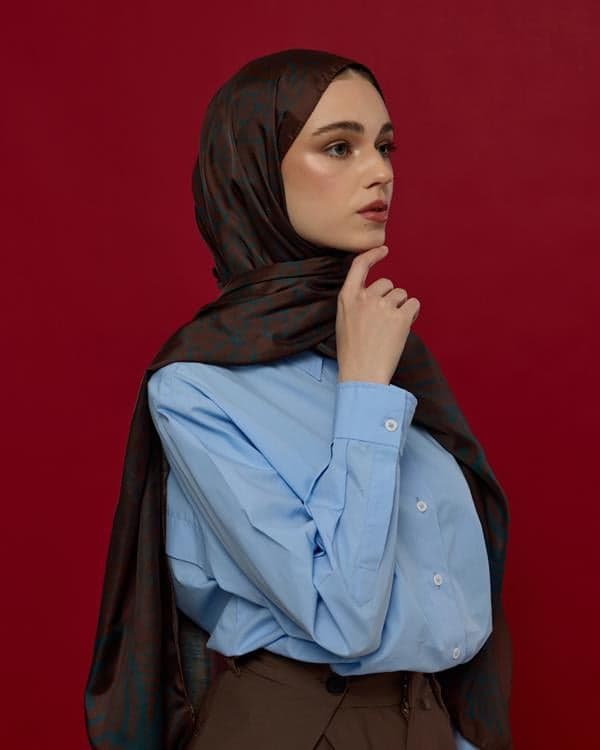 Kakao & Petrol Harem Rüyası Desen Şal - 63