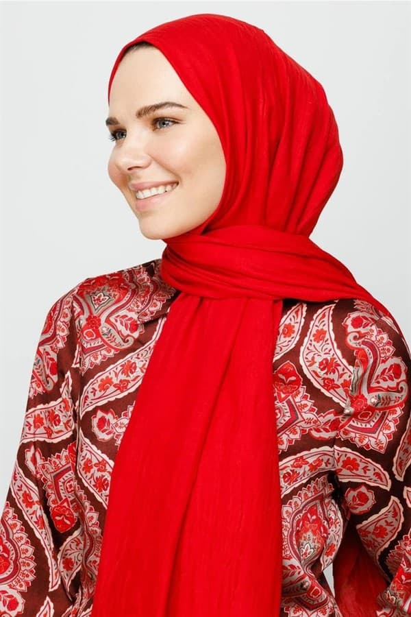 Kırmızı Bambu Şal