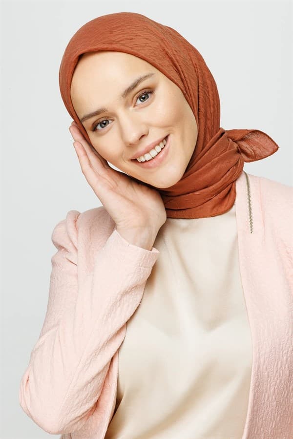 Kızıl Kahve Bambu Eşarp - görsel 3