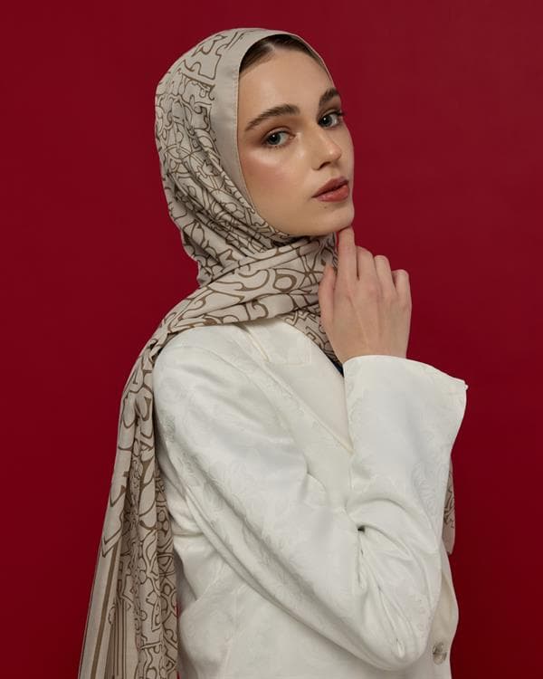 Krem & Toprak Harem Rüyası Desen Şal - 16