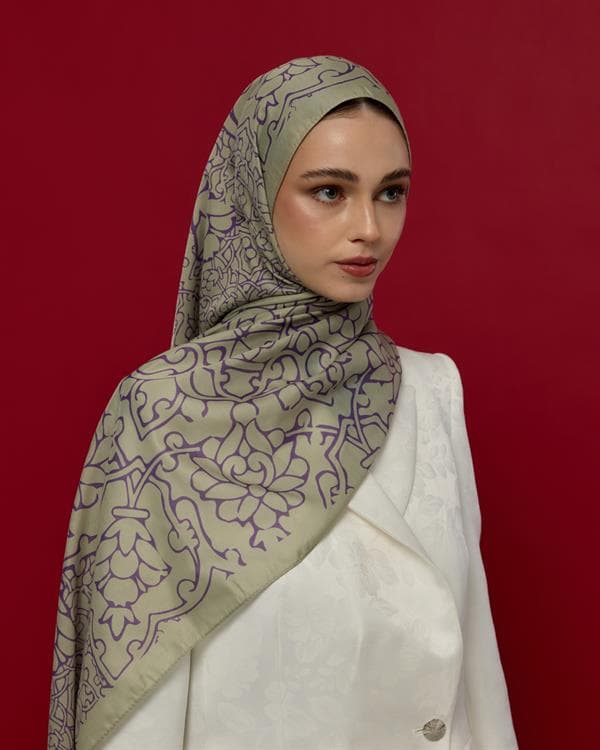Krem Zencefil & Menekşe Harem Rüyası Desen Şal - 04 - görsel 2