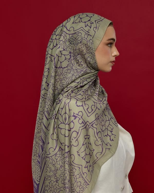 Krem Zencefil & Menekşe Harem Rüyası Desen Şal - 04 - görsel 4