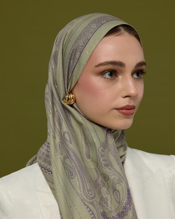 Krem Zencefil & Menekşe Hürrem Desen Şal - 04