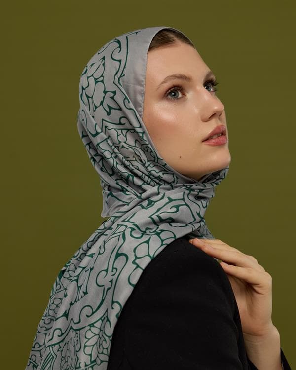 Krem & Zümrüt Harem Rüyası Desen Şal - 56