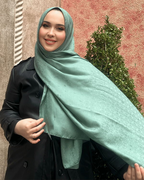 Küf Yeşili Luxe Desen Jakar Şal
