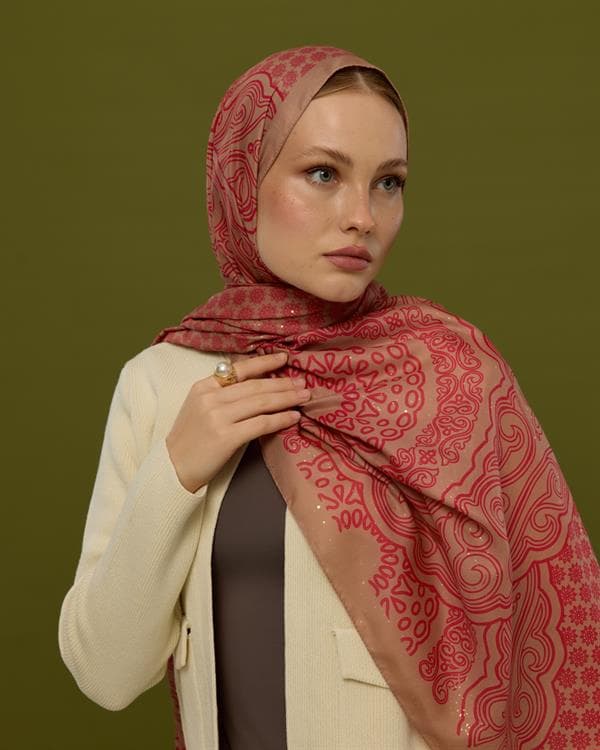 Kum Beji & Nar Çiçeği Bala Hatun Desen Şal - 08