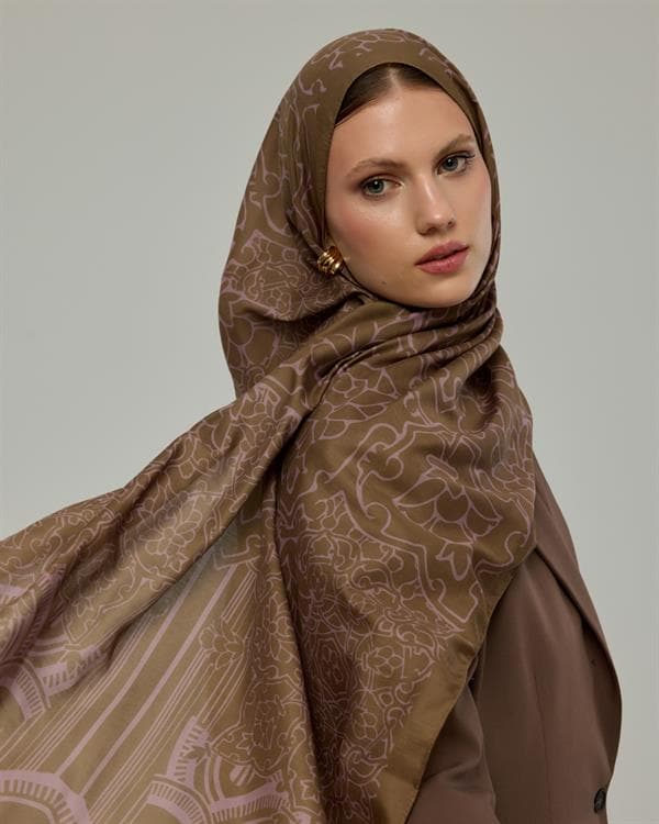 Kumral & Leylak Gölgüsü Harem Rüyası Desen Şal - 33