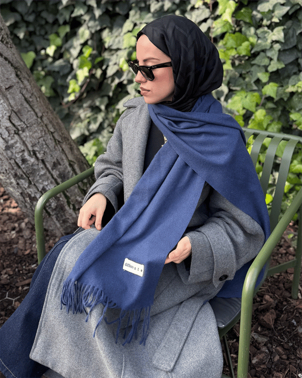 Lacivert İthal Kaşmir Atkı