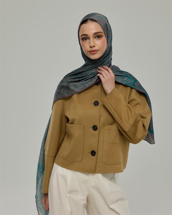Lavanta Çizgisi & Zümrüt Harem Rüyası Desen Şal - 54 - görsel 5
