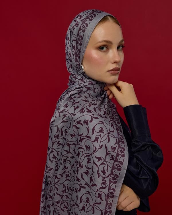 Leylak & Erguvani Lale Bahçesi Desen Şal - 02
