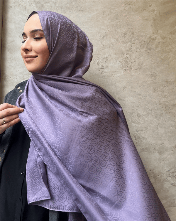 Lila Luxe Desen Jakar Şal