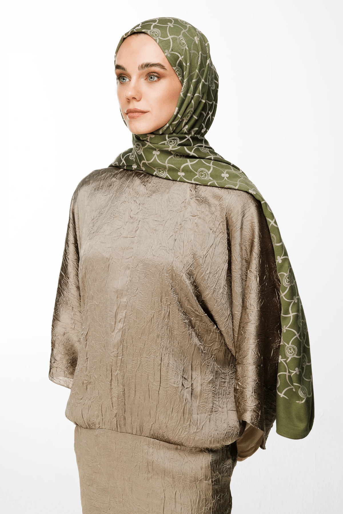 Haki-Somon Marrakech Desen Çift Taraflı Şal - görsel 3