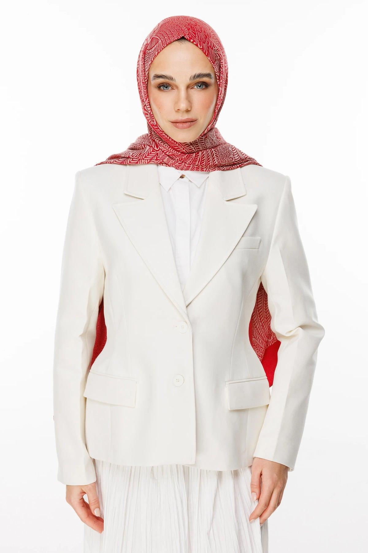 Bordo-Mint Yeşili Mayra Desen Çift Taraflı Şal
