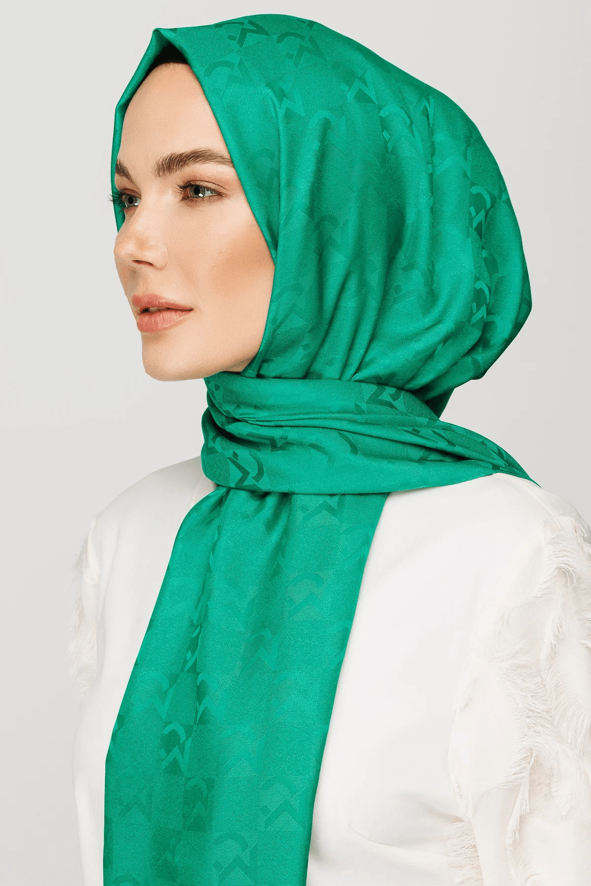 Benetton Yeşili Mc Desen Jakar Şal - görsel 3