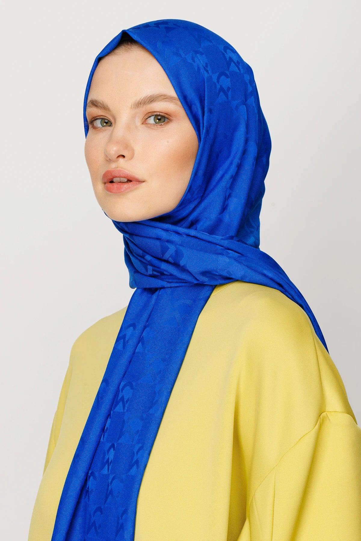 Saks Mavi Mc Desen Jakar Şal