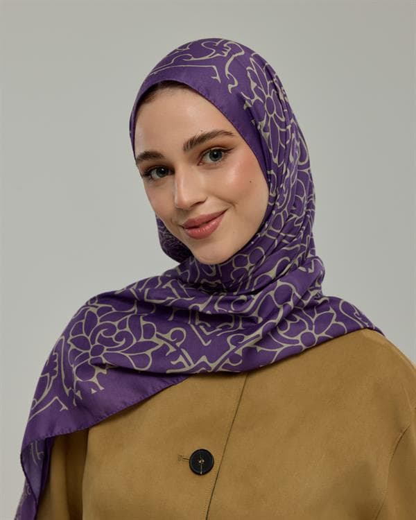 Menekşe & Krem Zencefil Harem Rüyası Desen Şal - 03