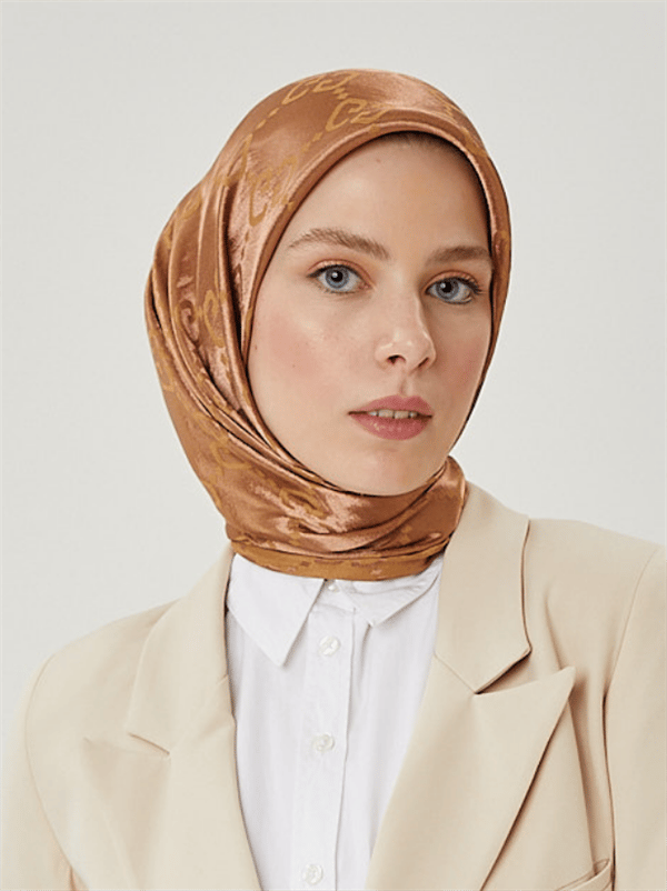 Mocha G Desen Parlak Jakar Eşarp