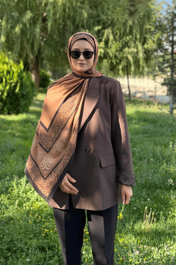 Mocha Karma Desen Pamuk Vual Şal
