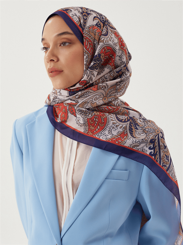 Morcivert & Nude Retro Desen Şal