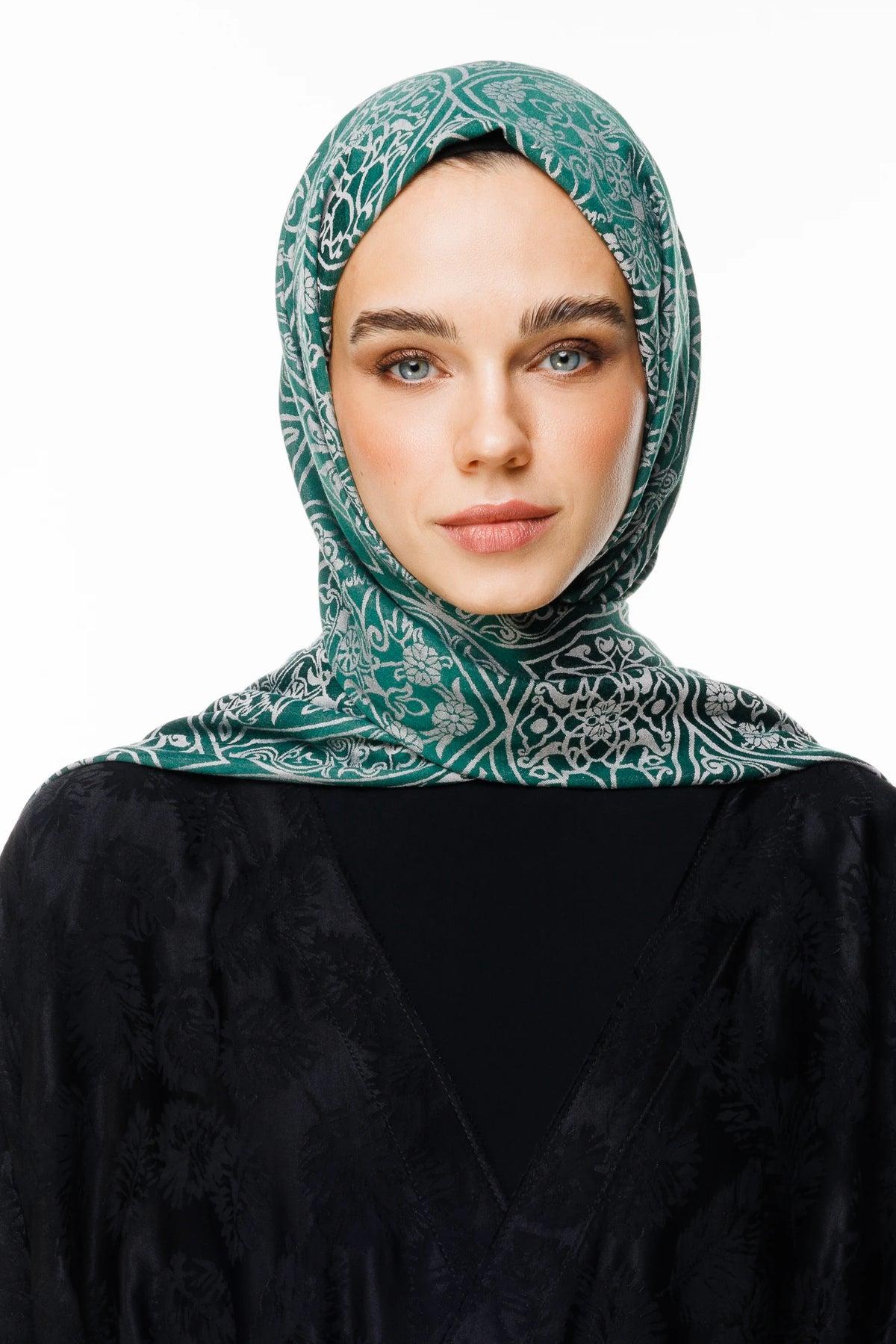 Zümrüt-Pembe Morocco Desen Çift Taraflı Şal - görsel 3