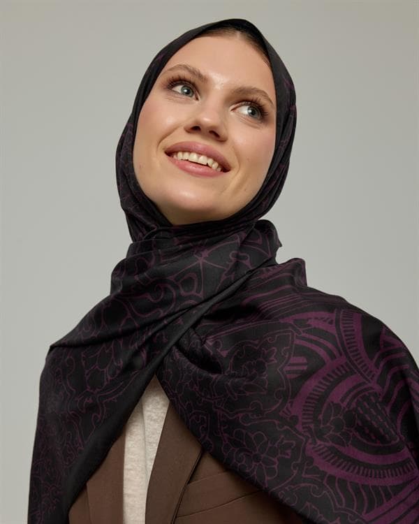 Mürdüm & Gece Harem Rüyası Desen Şal - 75 - görsel 2