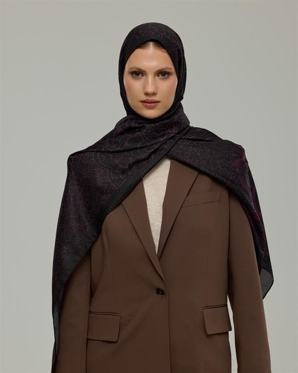 Mürdüm & Gece Harem Rüyası Desen Şal - 75 - görsel 7