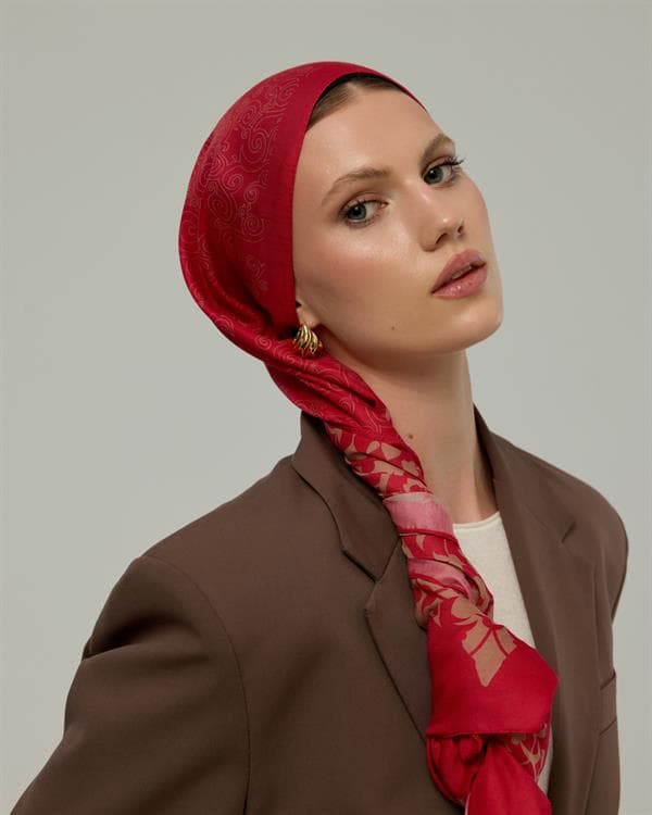 Nar Çiçeği & Kum Beji Saraylı Desen Şal - 07