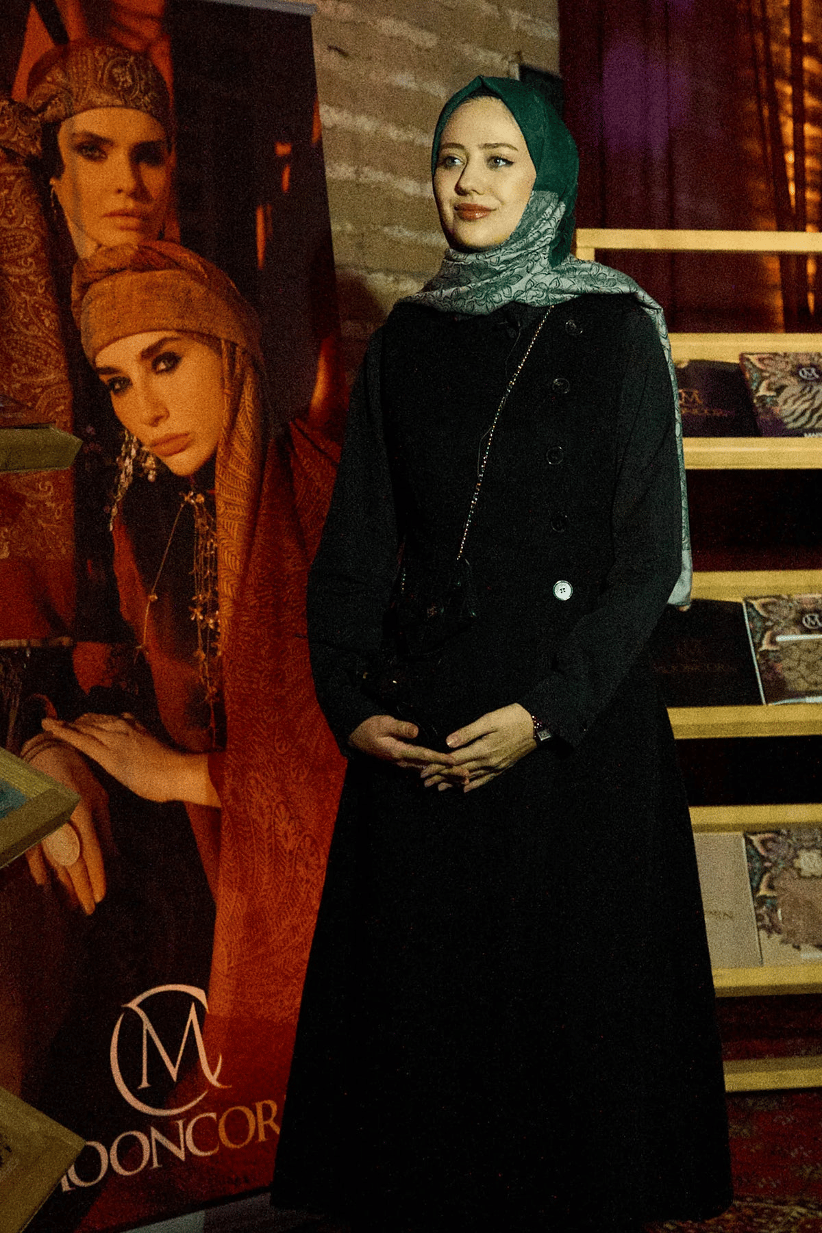 Zümrüt-Pembe Nora Desen Çift Taraflı Şal - görsel 3