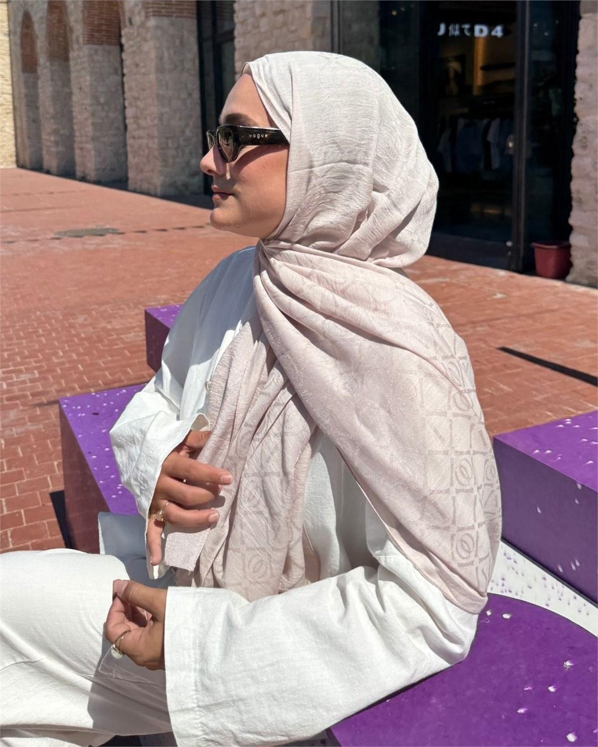 Nude Imannoor Matris Desen Pamuk Jakar Şal