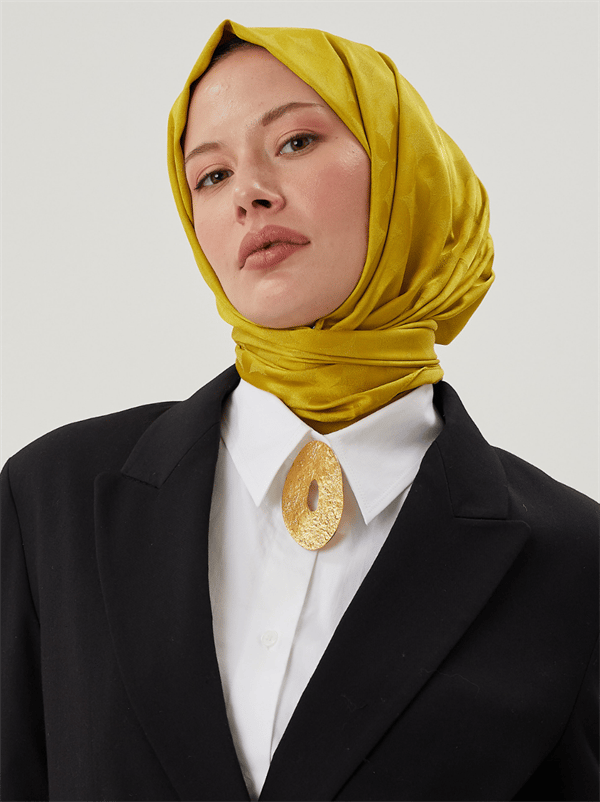 Olive Yeşili Rise Desen Jakar Şal