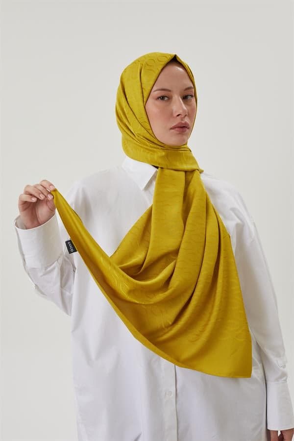 Olive Yeşili Shine Desen Jakar Şal - görsel 3