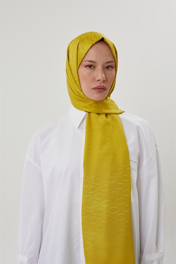 Olive Yeşili Shine Desen Jakar Şal - görsel 4