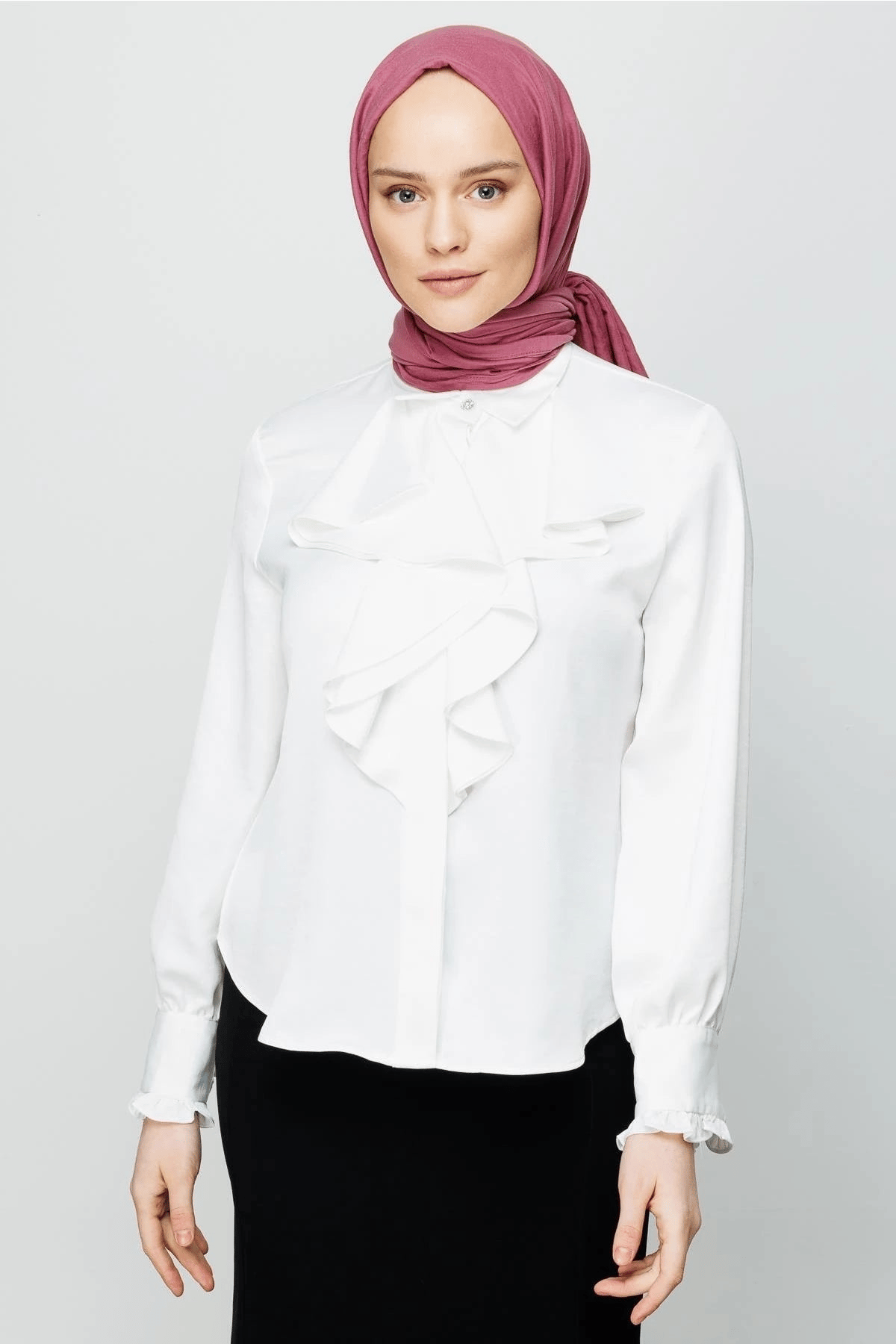 Gül Kurusu Pamuk Kraş Şal - görsel 3