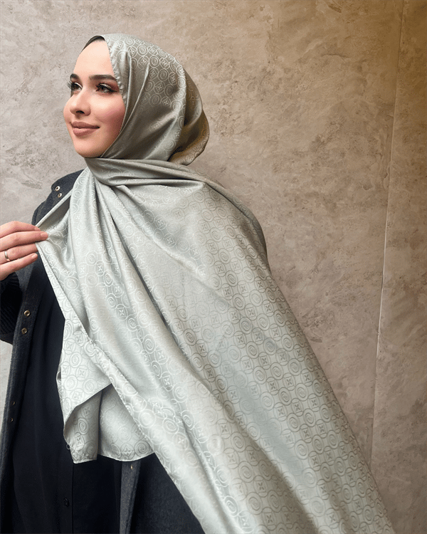 Pastel Yeşil Luxe Desen Jakar Şal