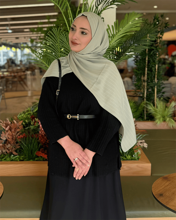 Pastel Yeşili Minima Desen Kore Medine İpeği Şal