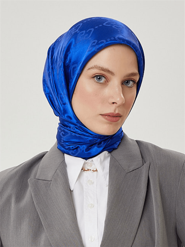Saks Mavisi G Desen Parlak Jakar Eşarp