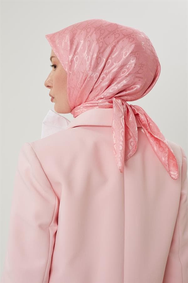 Şeker Pembe D Desen Parlak Jakar Eşarp - görsel 5