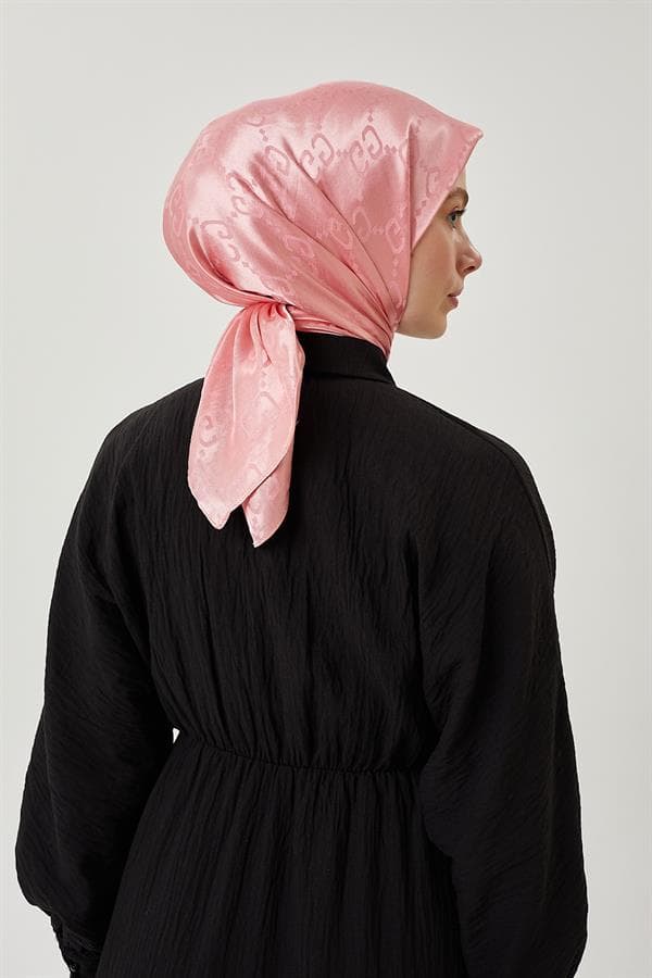 Şeker Pembe G Desen Parlak Jakar Eşarp - görsel 6