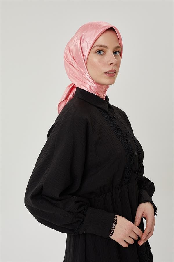Şeker Pembe G Desen Parlak Jakar Eşarp - görsel 5
