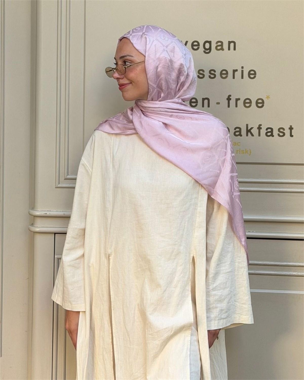 Şeker Pembe Imannoor Armoni Desen Pamuk Jakar Şal