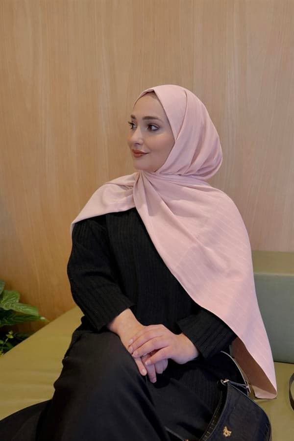 Şeker Pembe Minima Desen Kore Medine İpeği Şal