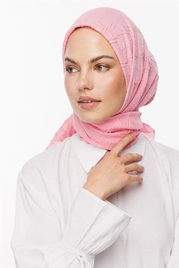 Şeker Pembe Piliseli Bambu Eşarp