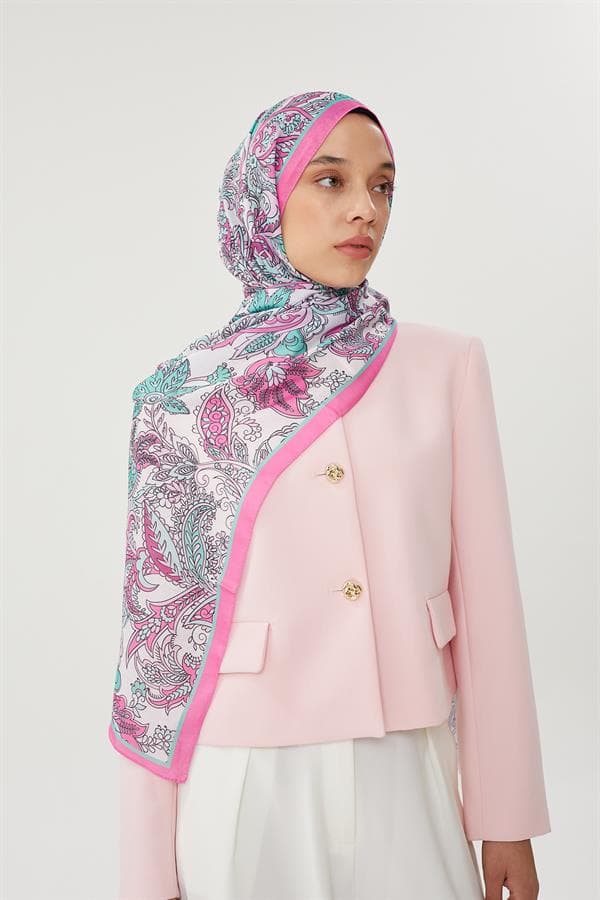 Şeker Pembe & Taş Retro Desen Şal - görsel 7