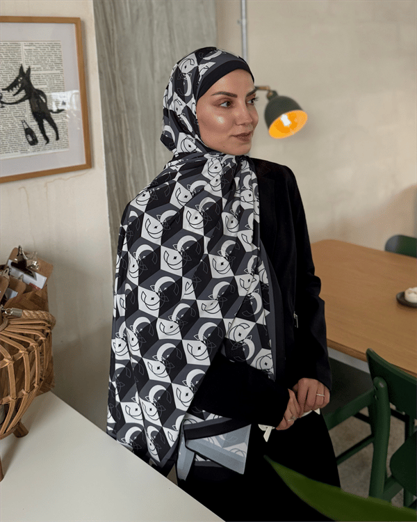 Siyah Icon Vual İpek Şal