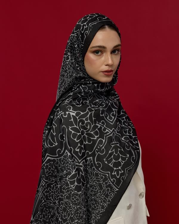 Siyah & İnci Harem Rüyası Desen Şal - 65