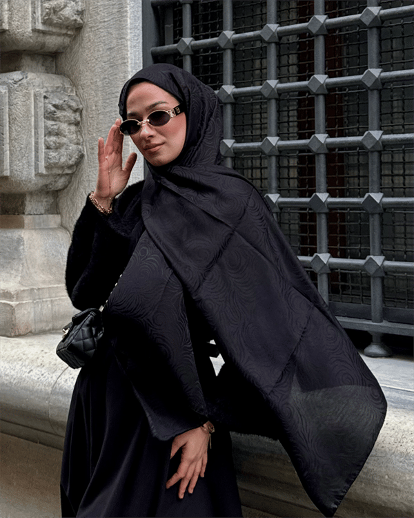 Siyah Revan Desen Jakar Şal